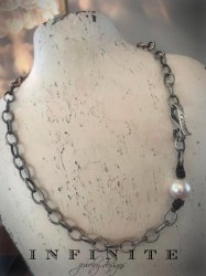 Single Pearl Pewter Necklace
